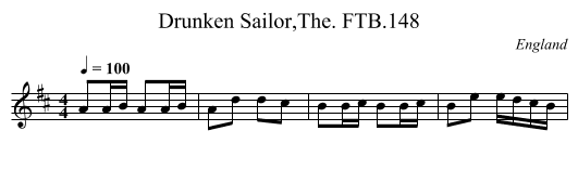 Drunken Sailor,The. FTB.148 - staff notation