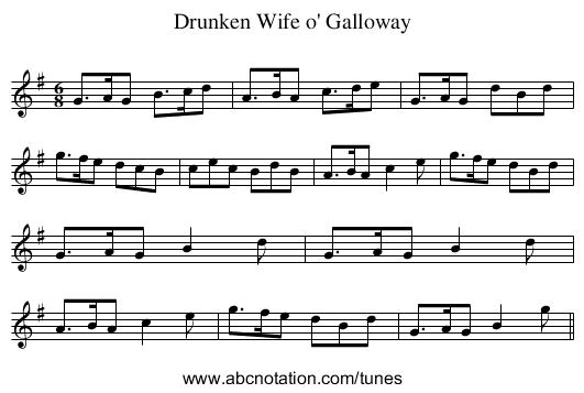 Drunken Wife o' Galloway - staff notation