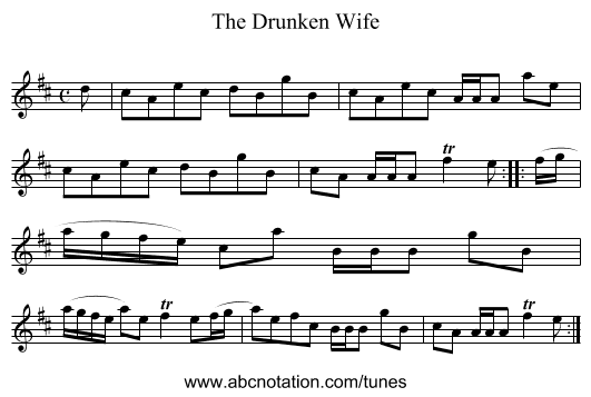 Drunken Wife, The - staff notation