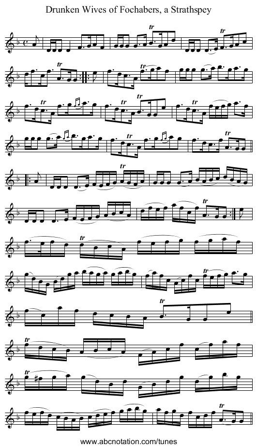 Drunken Wives of Fochabers, a Strathspey - staff notation