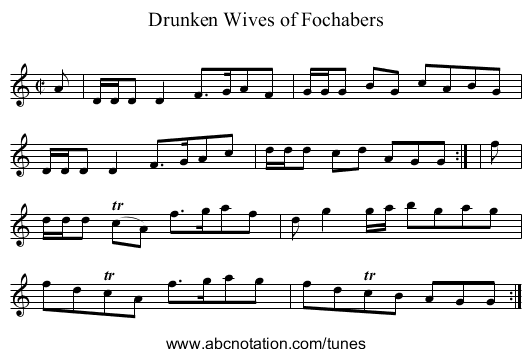 Drunken Wives of Fochabers - staff notation