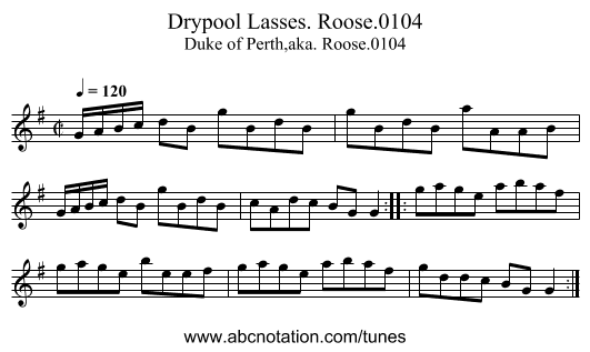Drypool Lasses. Roose.0104 - staff notation
