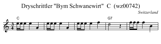 Dryschrittler Bym Schwanewirt  C  (wz00742) - staff notation