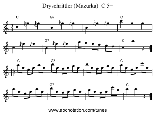 Dryschrittler (Mazurka)  C 5+ - staff notation