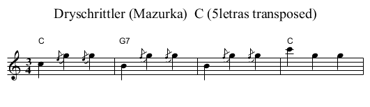Dryschrittler (Mazurka)  C (5letras transposed) - staff notation
