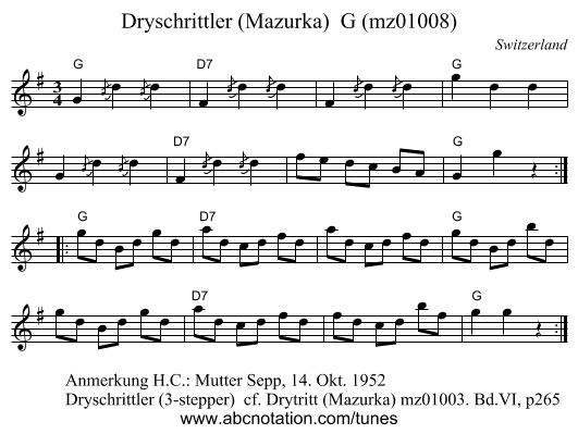 Dryschrittler (Mazurka)  G (mz01008) - staff notation