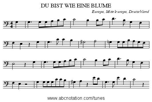 DU BIST WIE EINE BLUME - staff notation