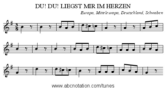 DU! DU! LIEGST MIR IM HERZEN - staff notation