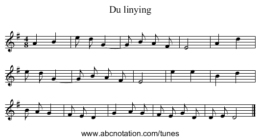 Du linying - staff notation