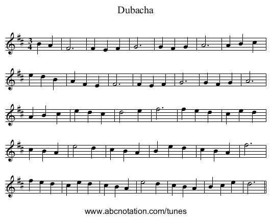 Dubacha - staff notation