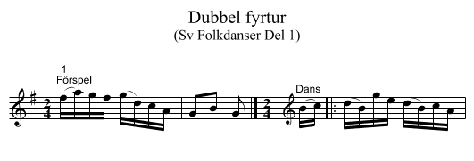 Dubbel fyrtur - staff notation