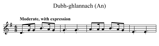 Dubh-ghlannach (An) - staff notation