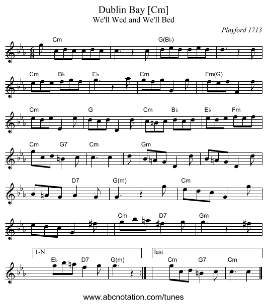 Dublin Bay [Cm] - staff notation