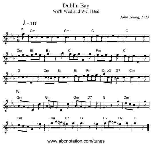 Dublin Bay - staff notation
