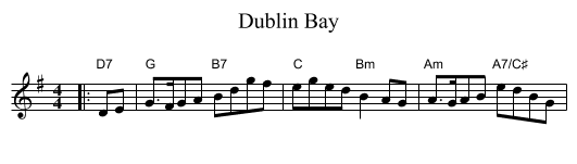 Dublin Bay - staff notation