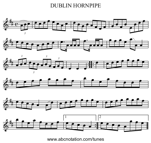DUBLIN HORNPIPE - staff notation