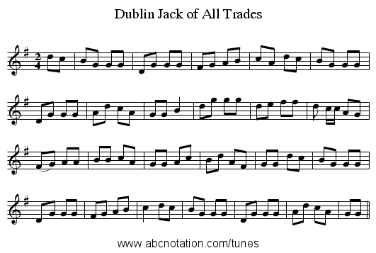 Dublin Jack of All Trades - staff notation