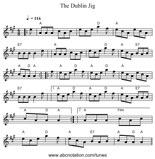 Dublin Jig, The - staff notation