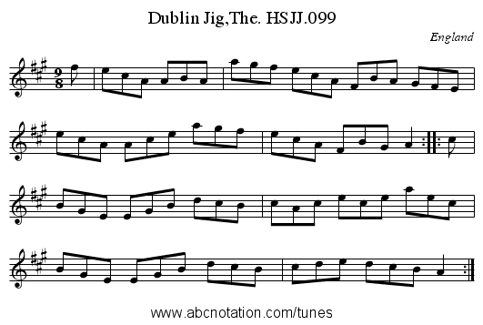 Dublin Jig,The. HSJJ.099 - staff notation