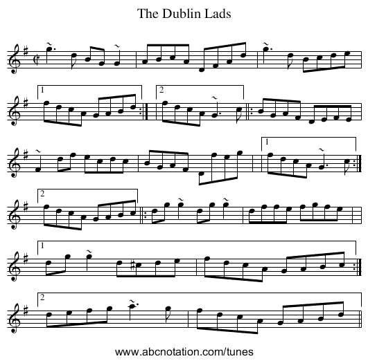 Dublin Lads, The - staff notation