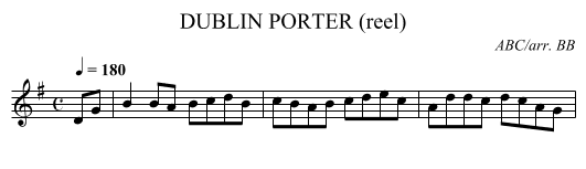 DUBLIN PORTER (reel) - staff notation
