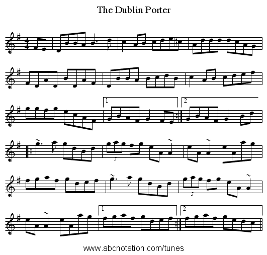 Dublin Porter, The - staff notation