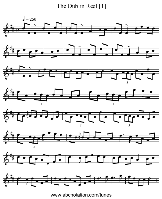 Dublin Reel [1], The - staff notation