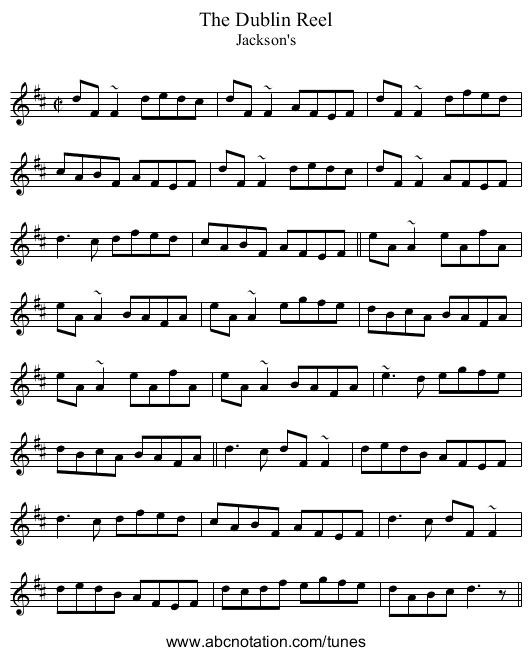 Dublin Reel, The - staff notation