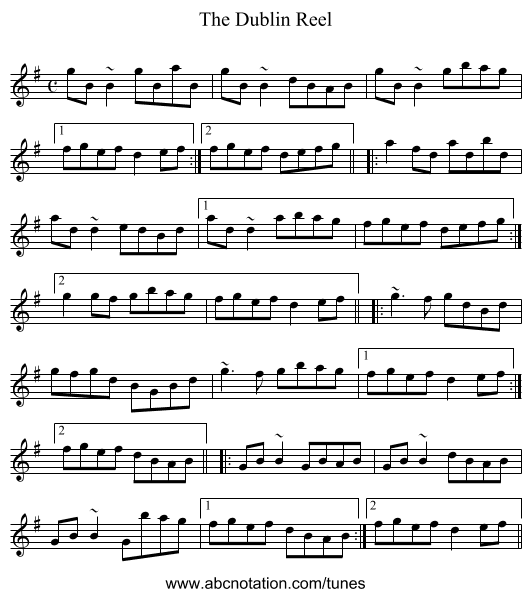 Dublin Reel, The - staff notation