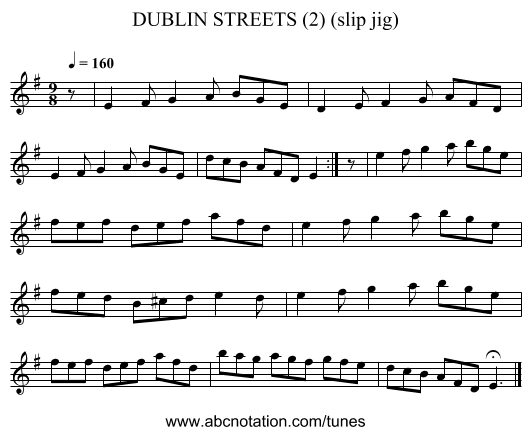 DUBLIN STREETS (2) (slip jig) - staff notation