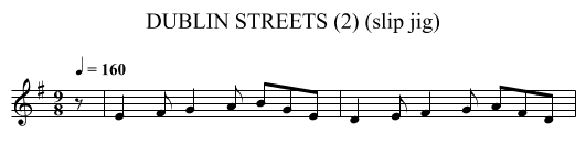 DUBLIN STREETS (2) (slip jig) - staff notation
