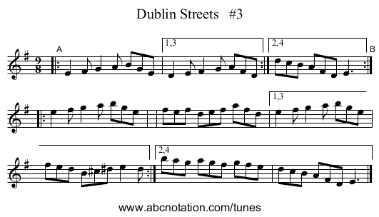 Dublin Streets   #3 - staff notation