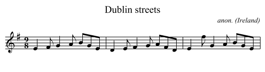 Dublin streets - staff notation