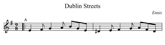 Dublin Streets - staff notation