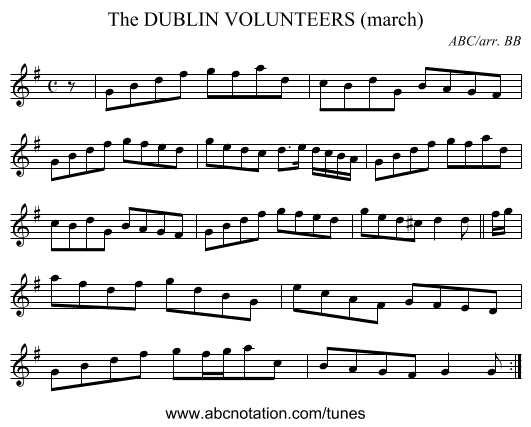 DUBLIN VOLUNTEERS (march), The - staff notation