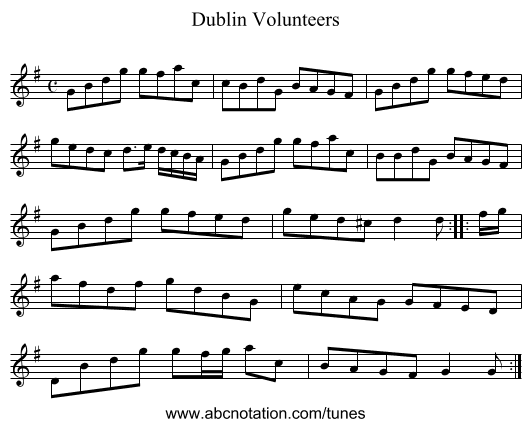 Dublin Volunteers - staff notation