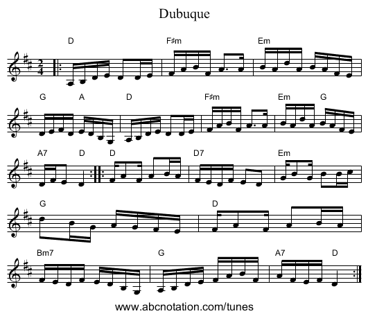 Dubuque - staff notation