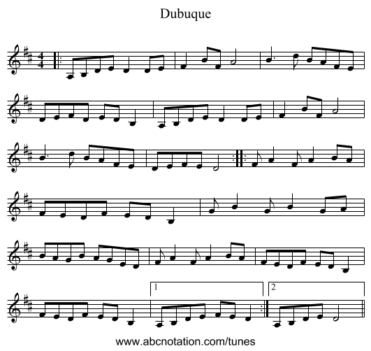 Dubuque - staff notation