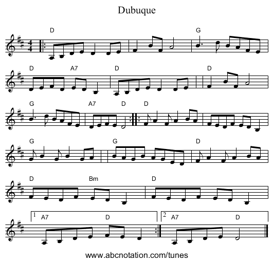 Dubuque - staff notation