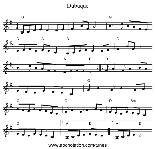 Dubuque - staff notation