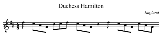 Duchess Hamilton - staff notation