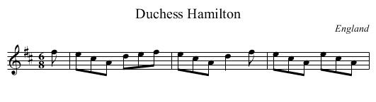 Duchess Hamilton - staff notation