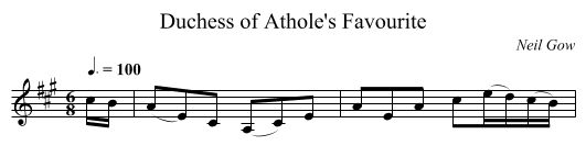Duchess of Athole's Favourite - staff notation