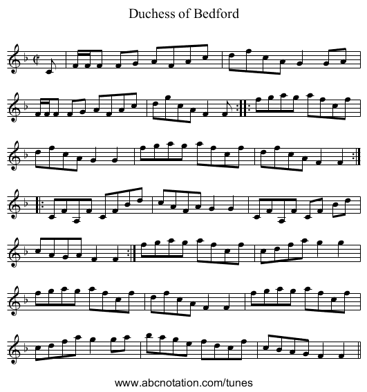 Duchess of Bedford - staff notation