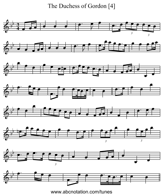 Duchess of Gordon [4], The - staff notation