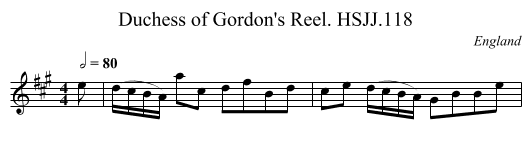 Duchess of Gordon's Reel. HSJJ.118 - staff notation