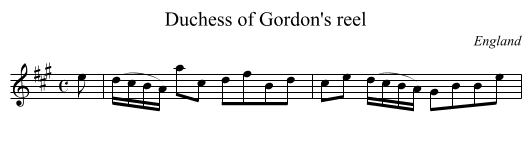 Duchess of Gordon's reel - staff notation