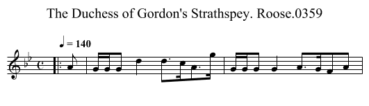 Duchess of Gordon's Strathspey. Roose.0359, The - staff notation