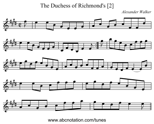 Duchess of Richmond's [2], The - staff notation