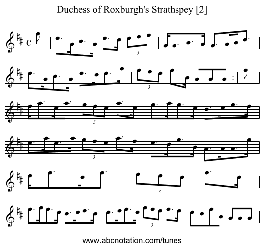 Duchess of Roxburgh's Strathspey [2] - staff notation